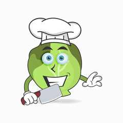 The Cabbage mascot character becomes a chef. vector illustration