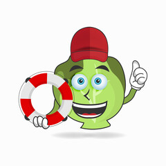 The Cabbage mascot character becomes a lifeguard. vector illustration