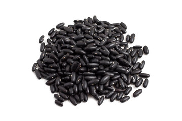 Pile of black beans isolated on white background.