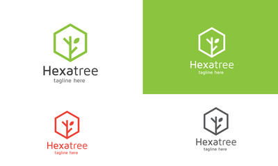 Hexa Tree Logo Design Template 