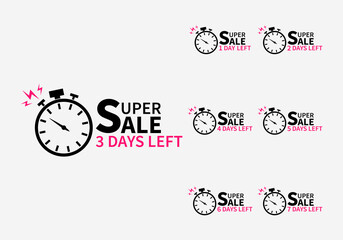 Set of super sale banner with watch symbol vector illustration