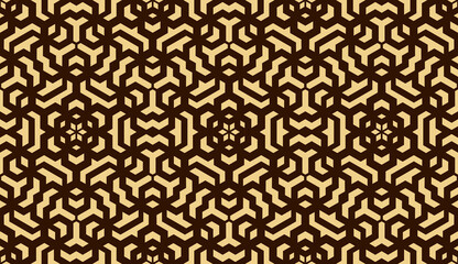 Abstract geometric pattern. A seamless vector background. Gold and dark brown ornament. Graphic modern pattern. Simple lattice graphic design