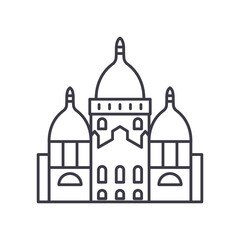 Paris cathedral icon, linear isolated illustration, thin line vector, web design sign, outline concept symbol with editable stroke on white background.