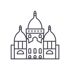 Paris cathedral icon, linear isolated illustration, thin line vector, web design sign, outline concept symbol with editable stroke on white background.