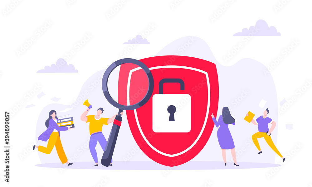 Wall mural privacy policy personal data protection business concept. safe using internet on the work metaphor f