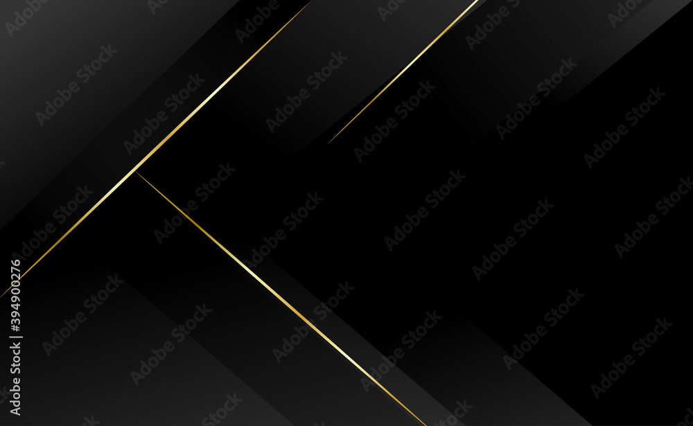 Wall mural black abstract background lines tech geometric modern dynamic shape with gold light vector illustrat