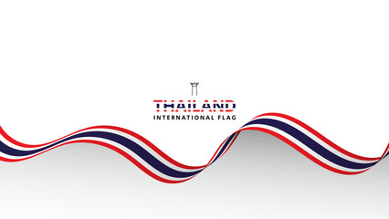 Thailand flag wave flowing flutter banner concept with white copy space background vector illustration.