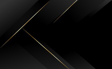 Black abstract background lines tech geometric modern dynamic shape with gold light vector illustration.