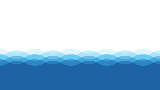 Blue water ocean wave layer vector background illustration.
