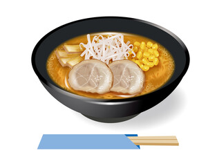 味噌ラーメンのイラスト