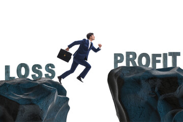 Concept of going from loss to profit with businessman