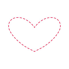 Hand drawn red dash heart on white background. Vector illustration. Scribble vector heart. Love concept for Valentine's Day