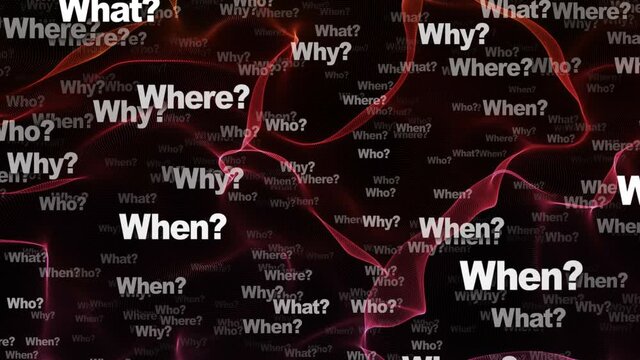 ANY QUESTION Keywords, Five W, Animation, Loop, 4k
