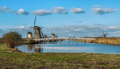 View of windmills in The Netherlands
