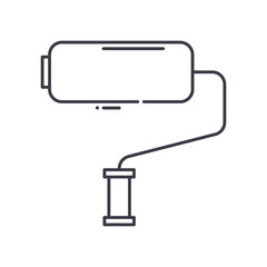 Paint roller concept icon, linear isolated illustration, thin line vector, web design sign, outline concept symbol with editable stroke on white background.