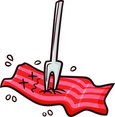 Funny and cute bacon get killed with grill equipment