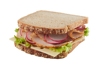 Wholewheat sandwich with cheese and ham
