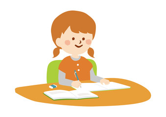 勉強をする女の子