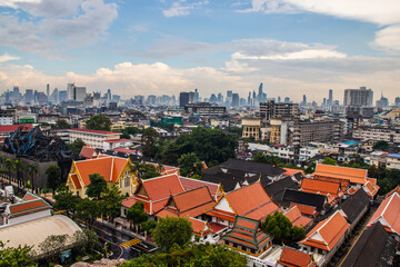 Fototapeta premium view to Bangkok Thailand from Wat Saket