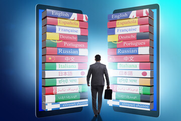Online language learning with businessman