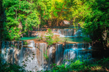 Huay Mae Khamin Waterfall consists of 7 levels. It is a beautiful waterfall in deep forest. It is an important and popular tourist destination in Kanchanaburi, Thailand.