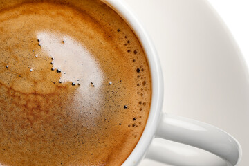 Cup of hot espresso, closeup