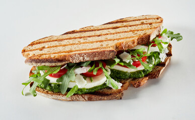 Healthy rye bread sandwich with pesto