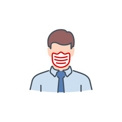 No Face Mask, No Entry Wrong and Right Wear red line Icon banner isolated on white background. No entry without face mask sign. Coronavirus covid19 prevention creative illustration banner.