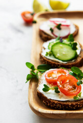 Sandwiches with healthy vegetables and micro greens