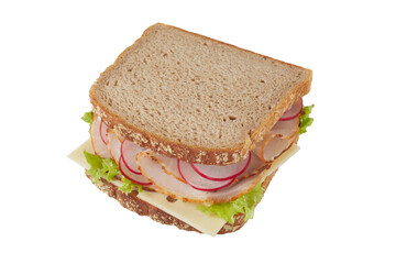 Healthy wholegrain sandwich with ham and cheese