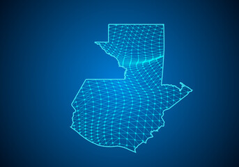 Abstract digital map of guatemala with particles dots and line. polygonal network business. Wireframe landscape background. Big Data. 3d futuristic. Global network connection.