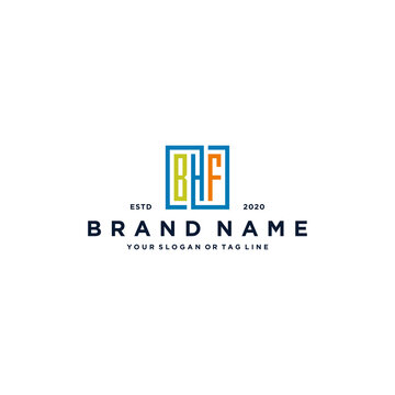 letter BHF square colorful logo design vector