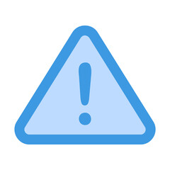 Warning icon vector illustration in blue style for any projects