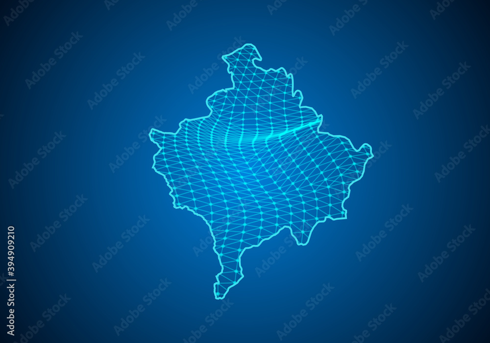 Aufkleber abstract digital map of kosovo with particles dots and line. polygonal network business. wireframe l