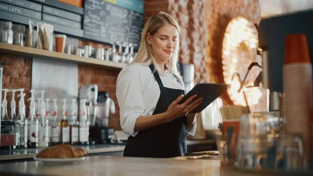 Employee in cozy coffee shop