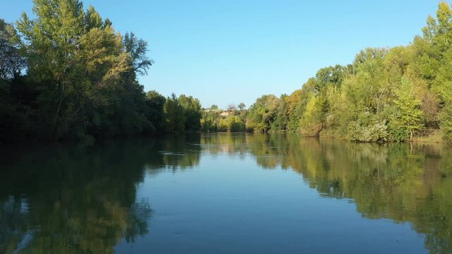 Aerial view of a bridge in Gignac,  small village in south of france near to Montpellier, beautifull sunny light during the afternoon.