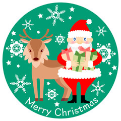 サンタクロースとトナカイのクリスマスイラスト／Santa Claus and reindeer