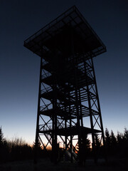 sunrise a the steel lookout tower Havran in cesky les