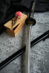 close-up of the Japanese battle sword katana