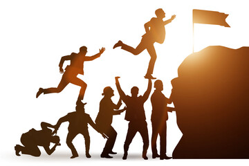 Career progression concept with businessman climbing stairs