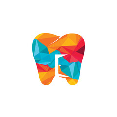 Tooth and entrance door icon logo. Dental place logo design concept.