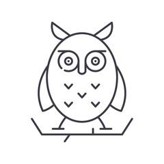Owl icon, linear isolated illustration, thin line vector, web design sign, outline concept symbol with editable stroke on white background.