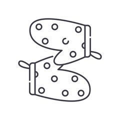 Oven mitt icon, linear isolated illustration, thin line vector, web design sign, outline concept symbol with editable stroke on white background.