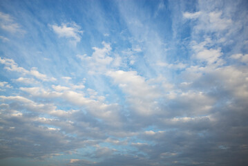 White and grey clouds in blue sky