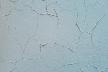Blue color painted cover trace of blue old concrete wall cracked