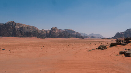 Fototapeta na wymiar Rock formation in the desert of Wadi Rum Valley, Jordan