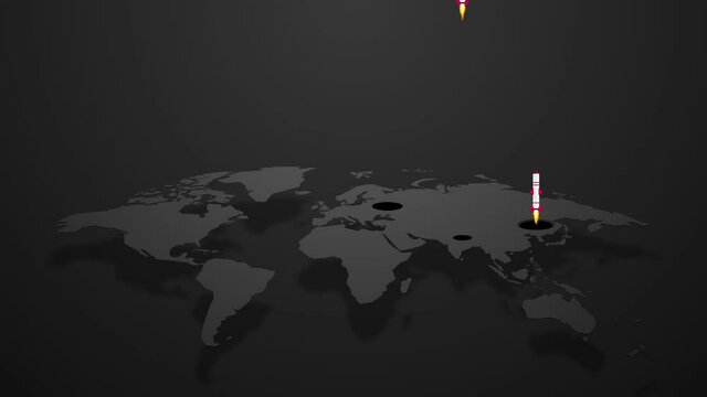 Attacking military missiles fired from the earth's surface and fall back to the ground where they explode. The problem of armaments and progress in military technology, the danger of destroying world.