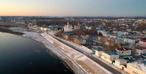 Obraz premium winter panorama of the historical center of Veliky Ustyug