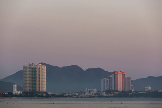 Sunrise on Nha Trang beach in Vietnam