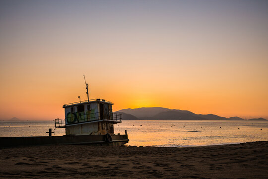 Sunrise on Nha Trang beach in Vietnam